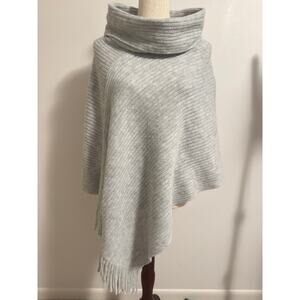 Chicos O/S Shawl Poncho Cowl Knit Gray Women’s